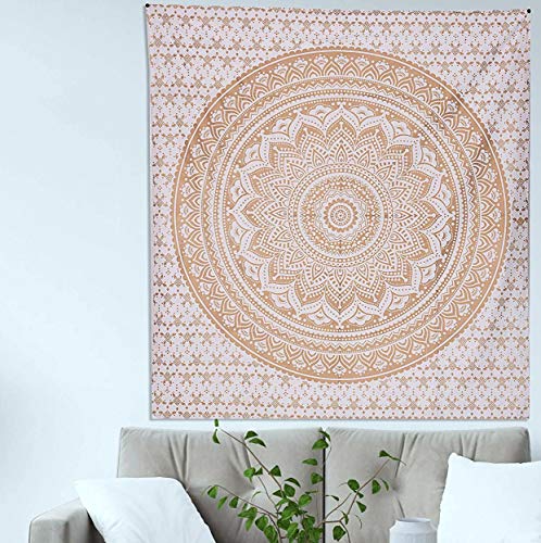 Popular Handicrafts Hippie Mandala Ombre Tapestry Wall Hanging - Indian Maditation Golden Gypsy Bohemian Hippy Psychedelic Dorm Room Decor Poster 30 x 40 Inch - color: Gold, size: 40"L x 30"W