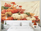 EMMTEEY Autumn Tapestry Pumpkins with Maple Ceiling Tapestry 60X50 Horizontal Wall Art for Bedroom Living Room Fall Backdrop