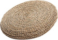 1pc Natural Straw Weaving Cushion Hand-Woven Round Yoga Meditating Mat Comfortable Cotton Filled Design for Tatami Living and Outdoor Use