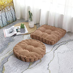 Brown Floor Pillow, Soft Round Seat Cushion (15" Dia.x 3.6'' H), Thicked Corduroy Chair Pad with EPE Foam, Indoor/Outdoor Floor Cushion, Tatami Seat Pad, Fits Dining Chairs, Office, Home, Dorm