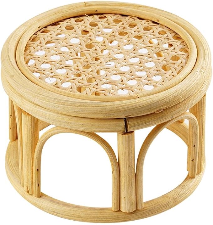 Rattan Plant Stands,Small Boho Rattan Wicker Round Riser Plant Stand,Indoor Flower Pot Stand,Decorative Flower Shelf Bonsai Rack Garden Plant Pot Riser Holder