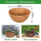 Riare 4 Pack 14 Inch Round Coco Liners Replacement, 100% Natural Coconut Coir Liners for Hanging Baskets, Garden Flower Vegetables Planter Pot, Window Box, Fence, Decks - size: 14inch