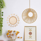 ANIUHL Round Macrame Wall Hanging Double-ring Woven Basket Geometric Circle Hoop Boho Modern Wall Art Home Decor for Bedroom Living Room(12 Inches)