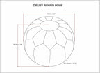 SIMPLIHOME Drury Boho Round Pouf in Teal Patterened Genuine Leather for the Living Room, Bedroom and Kids Room