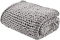 Madison Park Boho Throw, Soft Blanket Handmade Gift Home Decor, Lightweight & Breathable All Seasons Spring Chunky Knit, Knitted Throw for Couch, Bed Blanket, 50"x60" Grey