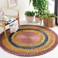 SAFAVIEH Natural Fiber Round Collection 5' Round Lavender / Multi NF201A Handmade Boho Charm Farmhouse Jute Area Rug - color: Lavender/Multi, size: 5' (Round)