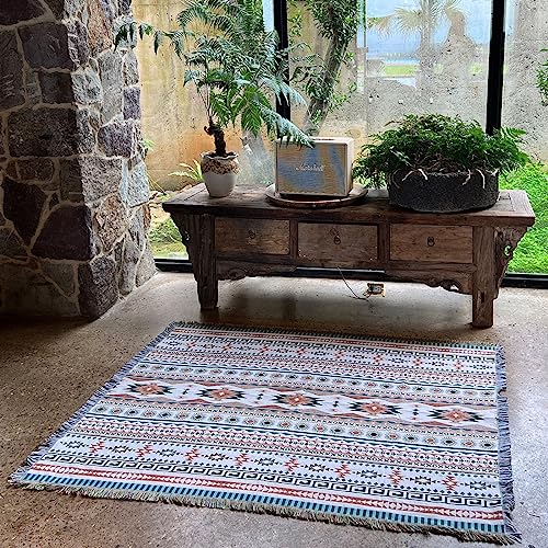 LumiSyne Cotton Woven Throw Blanket With Tassel Bohemian Tribal Ethnic Style Geometric Pattern Aztec Navajo Blanket Decorative Throw For Sofa Bed Armchair Camping Tapestry Tablecloths Carpet 160x130cm - color: Fair Isle