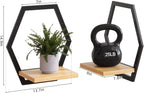3 Pack Solid Wood & Heavy Duty Metal Wall Plant Stands,9 inch Natural Wood Shelf, Boho Arch Hanging Planter for Indoor 25 LB Load for Plants, Flowers, Herbs Black