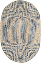 SAFAVIEH Cape Cod Collection Area Rug - 5' x 8' Oval, Natural & Blue, Handmade Flat Weave Jute, Ideal for High Traffic Areas in Living Room, Bedroom (CAP250A) - size: 5' x 8' (Oval)