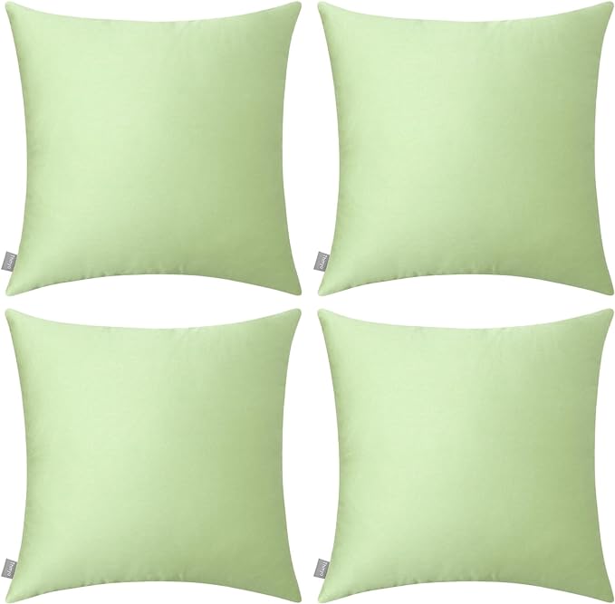 Thmyo 4-Pack 100% Cotton Comfortable Solid Decorative Throw Pillow Case Square Cushion Cover Pillowcase DIY Sublimation Blank Pillow Covers(20x20 inch/ 50x50cm,Light Pea Green)