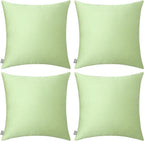 Thmyo 4-Pack 100% Cotton Comfortable Solid Decorative Throw Pillow Case Square Cushion Cover Pillowcase DIY Sublimation Blank Pillow Covers(20x20 inch/ 50x50cm,Light Pea Green)