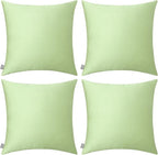Thmyo 4-Pack 100% Cotton Comfortable Solid Decorative Throw Pillow Case Square Cushion Cover Pillowcase Sublimation Blank Pillow Covers(18x18 inch/ 45x45cm, Light Pea Green)