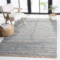 SAFAVIEH Cape Cod Collection Accent Rug - 4' x 6', Natural & Blue, Handmade Flat Weave Coastal Braided Jute, Ideal for High Traffic Areas in Entryway, Living Room, Bedroom (CAP350A)