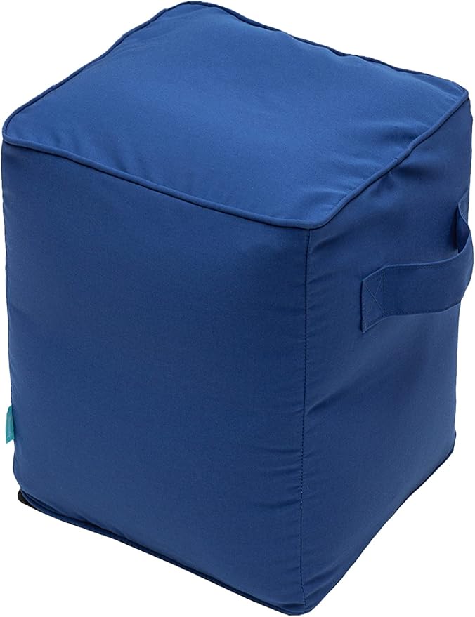 QILLOWAY Indoor/Outdoor Inflatable Stool, Ottoman Pouf Cube 16",All Weather Foot Rest for Camping or Home (Royal Blue/Classic Blue)