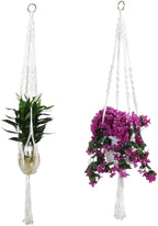 uxcell Nylon Outdoor Indoor Balcony Macrame Plant Hanger Flower Pot Holder Hanging Rope Baskets 2pcs White