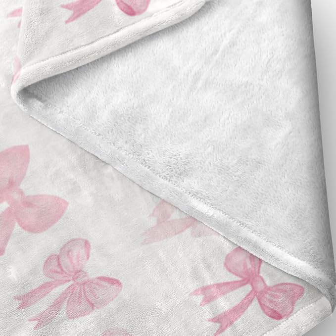 Coquette Pink Bow Blanket Cute Bow Christmas Throw Blanket Coquette Room Decor Trendy Preppy Coquette Blanket Couch Sofa Soft Warm Bed Blankets for Women Girls Gifts,40"x50"(Pink Bow)