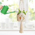 5.9 Inch Macrame Plant Hanger - Hanging Planter for Indoor Plants, Boho Decor Hanging Plant Holder with Tassels