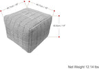 SIMPLIHOME Elmer Square Pouf - 18 inch Wide Handwoven Jute and Cotton Ottoman in Natural and Grey, Contemporary Footstool or Extra Seating for Living Room, Bedroom, or Kids Room, Assembled