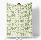 Sage Green Bows Blankets Preppy Coquette Room Decor Electric Blanket Girls Bedroom Decor Trendy Funky Bow Throw Blanket Coquette Girly Blanket Coquette Gifts for Women Teens Girls 30"x40"
