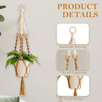 Hanging Planter for Indoor Plants, Colorful Macrame Plant Hanger with Tassel, Boho Wall Decor for Living Room Bedroom Office