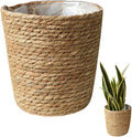 Vintage Decor Seagrass Planter Hand Woven Straw Flower Pot Farmhouse Plant Basket with Plastic Liners Rustic Plant Containers Succulent Pot for Indoor Outdoor Room Decor Home Decor
