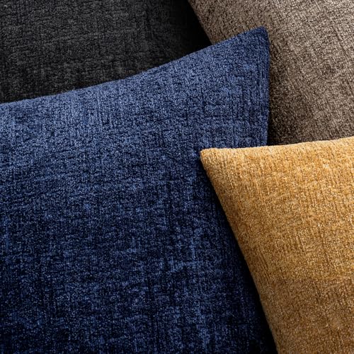MIULEE Decorative Throw Pillow Covers 18x18 Pack of 2 Navy Blue Couch Pillow Covers Soft Cozy Textured Chenille Pillowcases for Home Decor Sofa Living Room Cushion Bedroom - color: Navy Blue, size: 18" x 18" (Pack of 2)