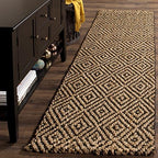 SAFAVIEH Natural Fiber Collection Area Rug - 10' x 14', Natural & Grey, Handmade Jute, Ideal for High Traffic Areas in Living Room, Bedroom (NF181D)