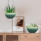 10inch Hanging Planter, 2 Pack Hanging Planters for Indoor and Outdoor Plants, Glazed Hanging Plant Holder with Drainage, Indoor Hanging Flower Pots for Garden Home (Green Glaze)