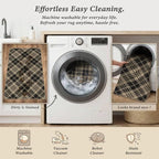 JTJ Vintage Outdoor Entrance Rugs 3x5 - Easy Jute Woven Rug for Indoor Area, Kitchen, Bedroom, Washable Low Pile Black and White Classic Decor
