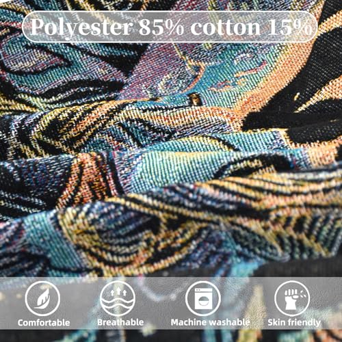 Boho Throw Blanket Reversible Cotton Bohemian Tapestry Hippie Room Decor Outdoor Blanket Double Sided (Boho Sun Black 50"x60") - color: Boho Sun 2, size: 50*60 inch