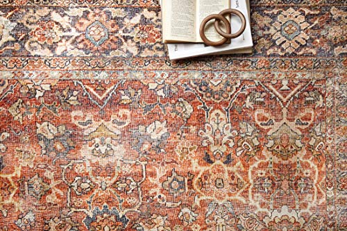 Loloi Layla Collection LAY-02 Spice/Marine 2'-3" x 3'-9" .13" Thick Accent Rug, Soft, Durable, Vintage Inspired, Distressed, Low Pile, Non-Shedding, Easy Clean, Printed, Living Room Rug - color: Spice / Marine, size: 2'3" x 3'9" (Rectangular)