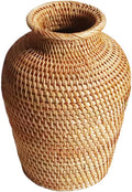 VOSAREA Rattan Vase Country Style Woven Plant Holder Basket Rustic Vase Hand Woven Dried for Home Decoration