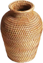 VOSAREA Rattan Vase Country Style Woven Plant Holder Basket Rustic Vase Hand Woven Dried for Home Decoration