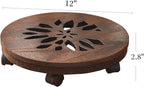 Wood Plant Stand Indoor,Plant Caddy with Lockable Wheels,Pot Stand,Rolling Plant Stand with Casters，Plant Dolly with Wheels ,Low Heavy Duty Plant Base with Wheels