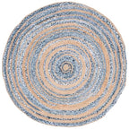 SAFAVIEH Cape Cod Collection Area Rug - 4' Round, Blue & Natural, Handmade Braided Jute & Cotton, Ideal for High Traffic Areas in Living Room, Bedroom (CAP209L) - color: Blue/Natural, size: 4' (Round)