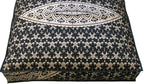 ICC Large Square Floor Pillow Cover Hippie Ottoman Pouf Cover Daybed Cotton Mandala Cushion Cover with Heavy Duty Zipper Seating Ottoman Poufs Dog-Pets Bed (Black Gold Ombre, 35" Square)
