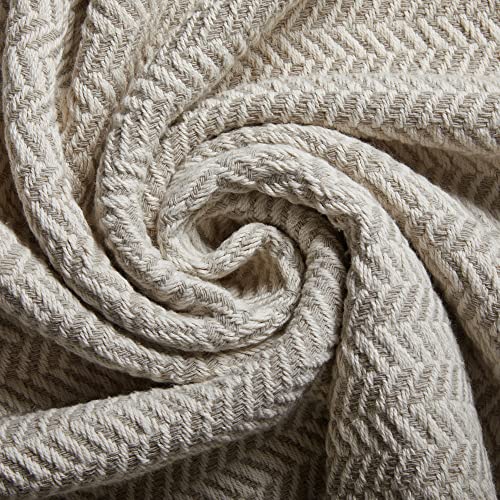 Americanflat 50x60 Throw Blanket - Soft and Breathable Cotton Throw Blanket for Couch, Bed, Chair - Decorative Blankets Perfect for Home, Office, or Outdoor Use - Cream and Beige Zig Zag Design - color: Cream Beige Zig Zag