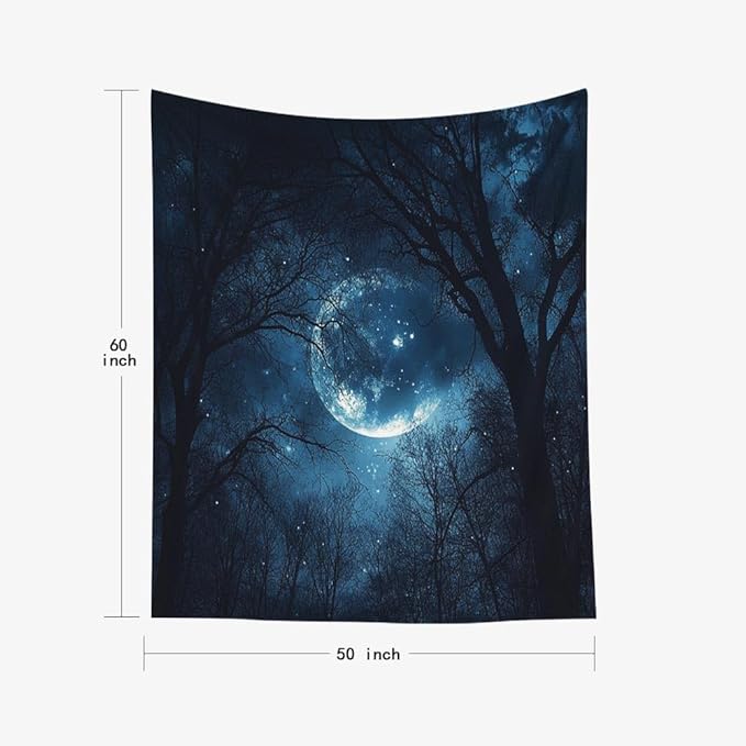 EMMTEEY Forest Tapestry Starry Sky Night Forest 50X60 Inch Vertical Tapestry Wall Art Hanging Tapetries for Bedroom Living Room Dorm Décor