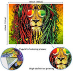 Simsant Rasta Rastafarian Tapestry Lion Head Bob Tapestry Wall Hanging (80"x60") - size: 80"L x 60"W