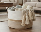 Bellar XXX Large Rope Basket,Shelf Storage Baskets for Organizing,Round Decorative Box for Kids,Woven Rope Storage Snack Storage Area Decorative Boxes Aesthetic -21.7’’*21.7’’*13.8''
