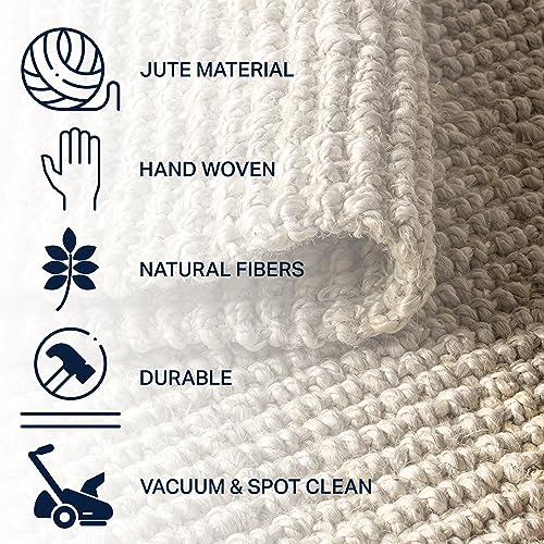 JONATHAN Y Hiro Hand Woven Chunky Jute Ivory Indoor Area Rug, 5x8, Bohemian, Transitional, Easy-Cleaning for Living Room, Bedroom, Kitchen, Pet Friendly, Non-Shedding (NFR103A-5) - size: 5' x 8' (Rectangular)
