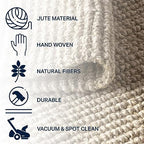 JONATHAN Y Hiro Hand Woven Chunky Jute Ivory Indoor Area Rug, 4x6, Bohemian, Transitional, Easy-Cleaning for Living Room, Bedroom, Kitchen, Pet Friendly, Non-Shedding (NFR103A-4) - size: 4' x 6' (Rectangular)