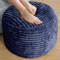 SHOUREN Stuffed Round Pouf Ottoman,Lightweight and Fluffy Poufs Storage Ottoman for Living Room,Corduroy Foot Rest with Shredded Foam Filling,Soft Floor Pouf for Couch,18"x 14", Navy