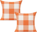 VAKADO Fall Outdoor Orange Decor Throw Pillow Covers 26x26 Set of 2 Decorative Thanksgiving Buffalo Checker Plaids Rustic Autumn Farmhouse Home Decoration for Living Room Bed Couch, Orange White