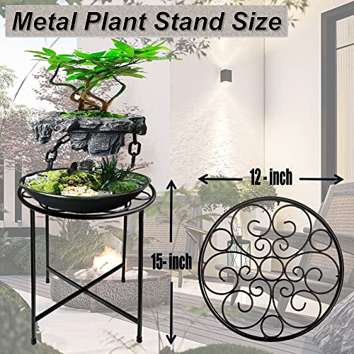 Plant Stand, 15'' Tall Plant Stands Indoor Outdoor Set of 2, Retro Design Round Plant Stand, Rust-proof Coated Metal Plant Pot Stand Flower Stands for Indoor Plants Patio Garden Home Decor - size: 15'' 2 COUNT
