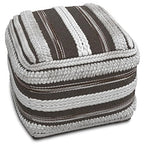 SIMPLIHOME Sommer Boho Square Pouf in Natural/Taupe Grey Handloom Woven Pattern for the Living Room, Bedroom and Kids Room - color: Natural/Taupe Grey, style: Cotton Pouf