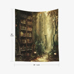 EMMTEEY Enchanting Forest Room Tapestry 50X60 Inch - Library Bookshelf Wall Decoration Medieval Dark Academia Backdrop for Students Women