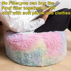 Asuprui Pouf Ottoman Unstuffed Round Bean Bag Poof Ottoman Seat Soft Faux Fur Footrest Stool 20x20x12 Inches Fuzzy Chair Floor Chair Foot Rest with Storage for Living Room Bedroom Rainbow Pouf Cover - color: Rainbow