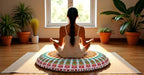 Large Round seat Floor Cushion Chair Ottoman Cover Pouf Pillow Meditation Floor Cushions for Adults Seating pouffe Ottoman Throw Covers Craft Room Furniture for Sitting Cover 22 Inches (Musturd)