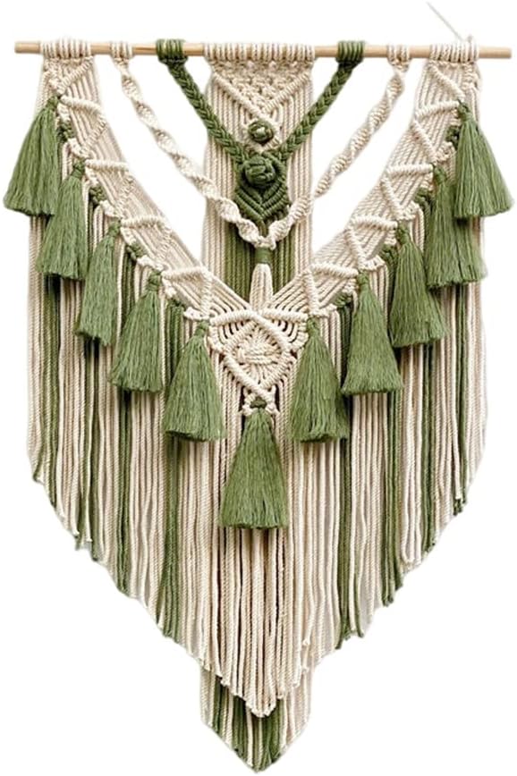 BMIDRUT Hanging Macrame Tapestry Woven Boho Wall Art Handmade Macrame Tapestry Home Wall Decor Wall Pediment 18x30 Inch (Green)